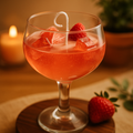 Strawberry cocktail gel wax candle in stemmed glass