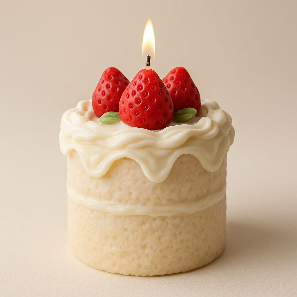 Strawberry shortcake candle made from scratch — intermediate cake candle workshop