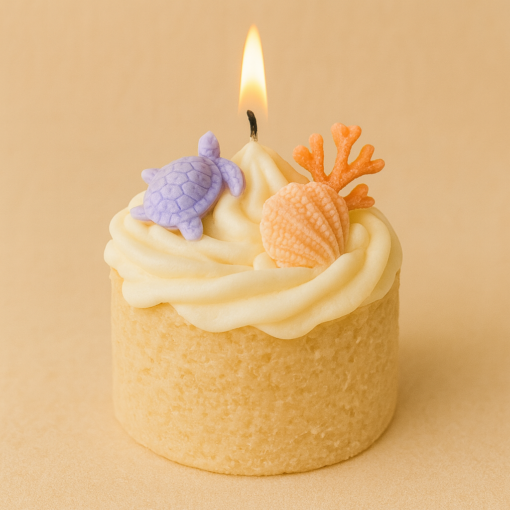 Under the sea candle with turtle, coral and seashells — fish bowl candle workshop